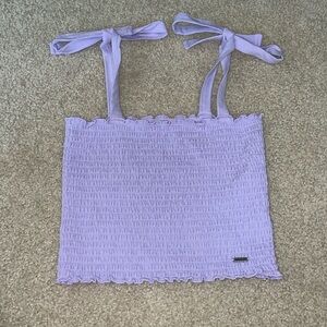 Hollister purple textured tie cropped tube top